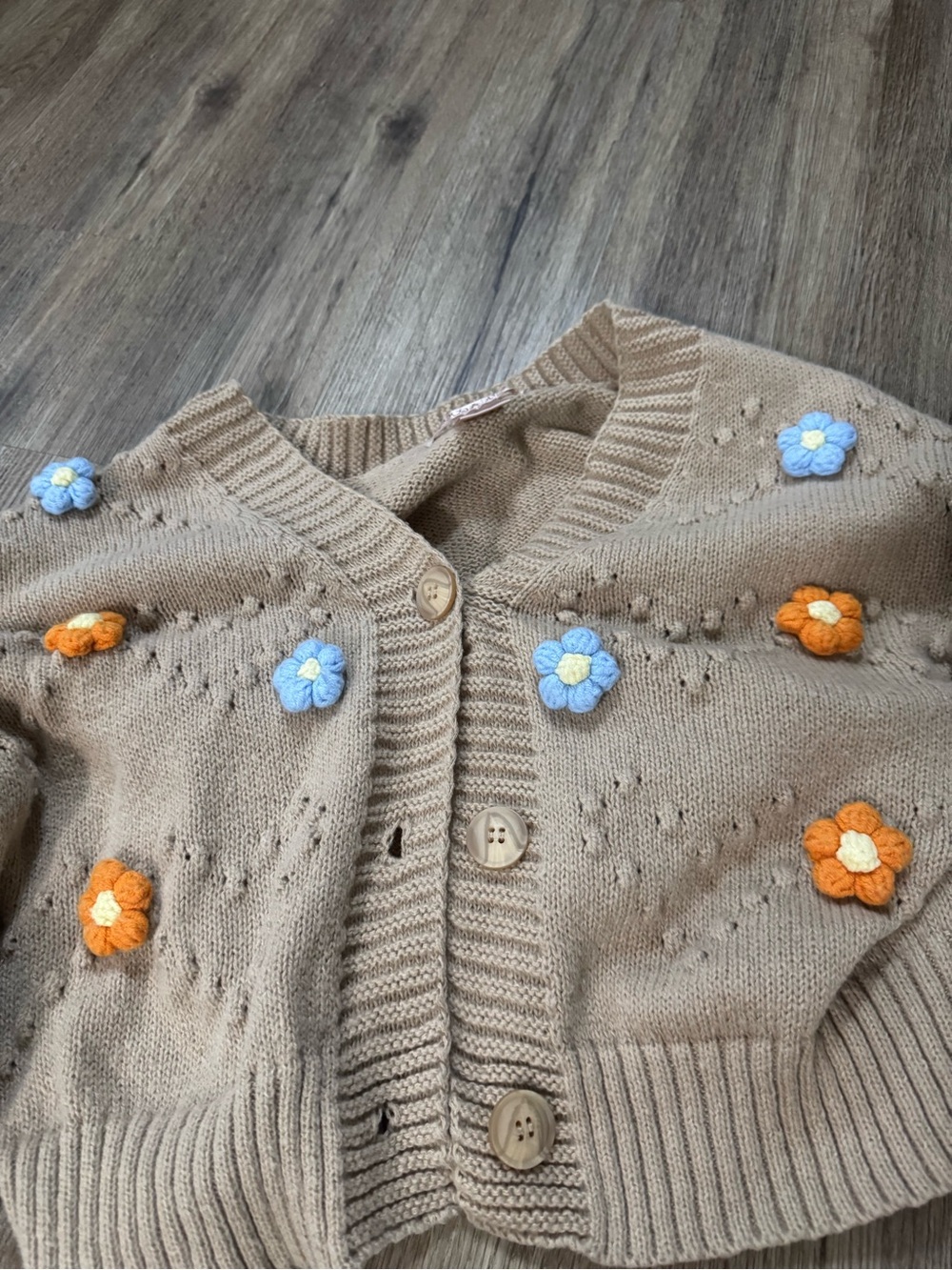 Forever 21 Beige Floral Crochet Appliqué Cardigan